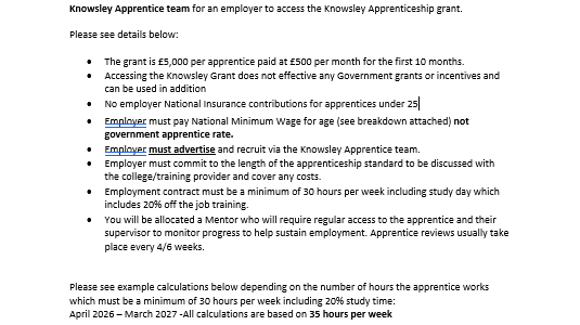 Knowsley Apprentice Funding